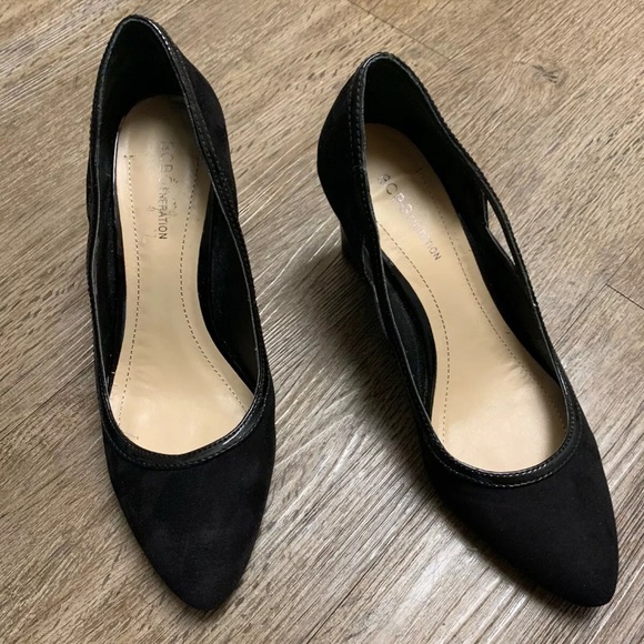 BCBGeneration Wedges Shoes 8.5 Black Suede Patent - Picture 5 of 8